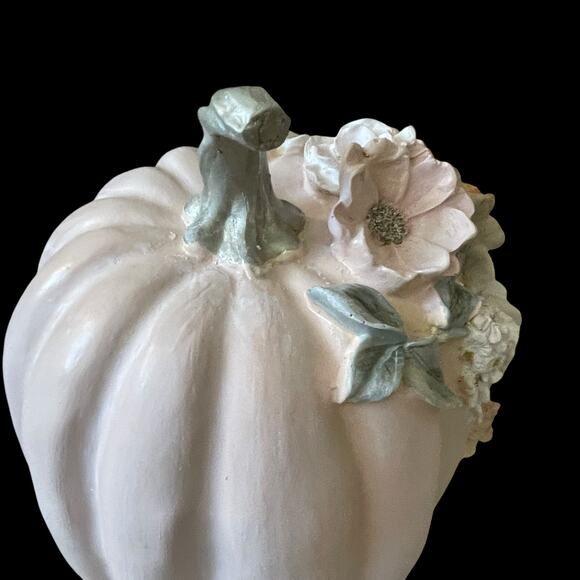 Martha Stewart Floral Embellished Pumpkin 10in Pastel Pink Resin Fall Decor NEW - Picture 11 of 15